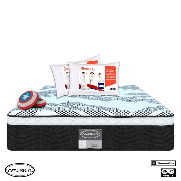 Colchón Wind America Pillow Top Individual 2 Almohadas Estándar