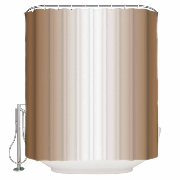 Fabric Shower Curtain Ombre Abstract Gradient Cappuccino and White Shower Curtains with 12 Hooks Waterproof Machine Washable Bath Curtains for Bathroom, 36 x 72in