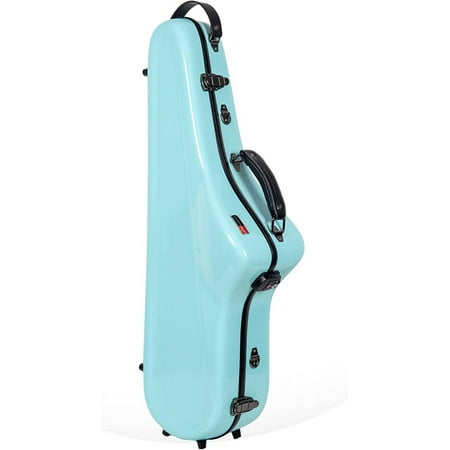 Crossrock Fiberglass Tenor Saxophone Case-Includes Accessory Pocket, Removable Shoulder Straps, TSA Lock-Light Blue