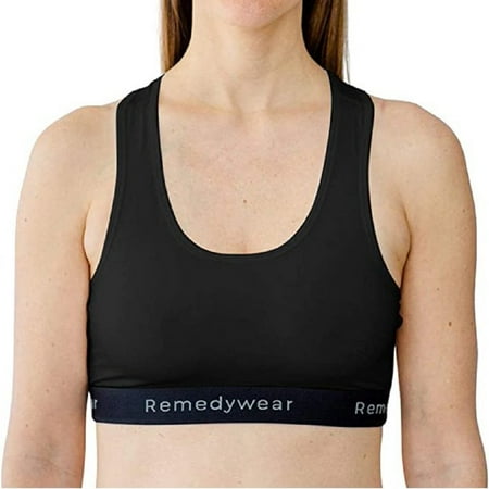 

Remedywear Light Support Eczema Bra for Sensitive Skin TENCEL and Zinc Hypoallergenic (Black Medium)