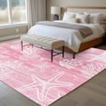 thumbnail image 5 of Ocean Washable Living Room Rugs 5'x7', Summer Beach Sea Star Coral Shell Pink Texture Low Pile Throw Large Area Rugs Non-Slip Sturdy Edge Binding Carpet for Dining Room Bedside Kitchen, 5 of 9