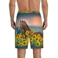 thumbnail image 3 of Kdxio Horse Sunflowers Print Mens Sleep Shorts Bottoms Soft Comfy Pajama Wear Pants with Drawstring Pockets, 3 of 7