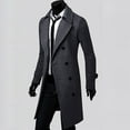 thumbnail image 5 of Men's Tops Long Sleeve Shirts Winter Men Slim Stylish Trench Coat Double Breasted Long Jacket Coat Gray qILAKOG Size XXL, 5 of 7