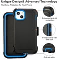 thumbnail image 4 of for Defender iPhone 15 Case with Clip,Shockproof Heavy Duty Rugged Kickstand,2 Layers of Sturdy,Anti-Drop Phone Protective (+Blue), 4 of 5