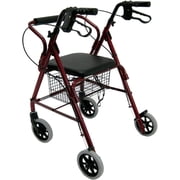Karman Healthcare R-4100N-BD Aluminum Junior Rollator with Low Seat, Burgundy, 6" Casters
