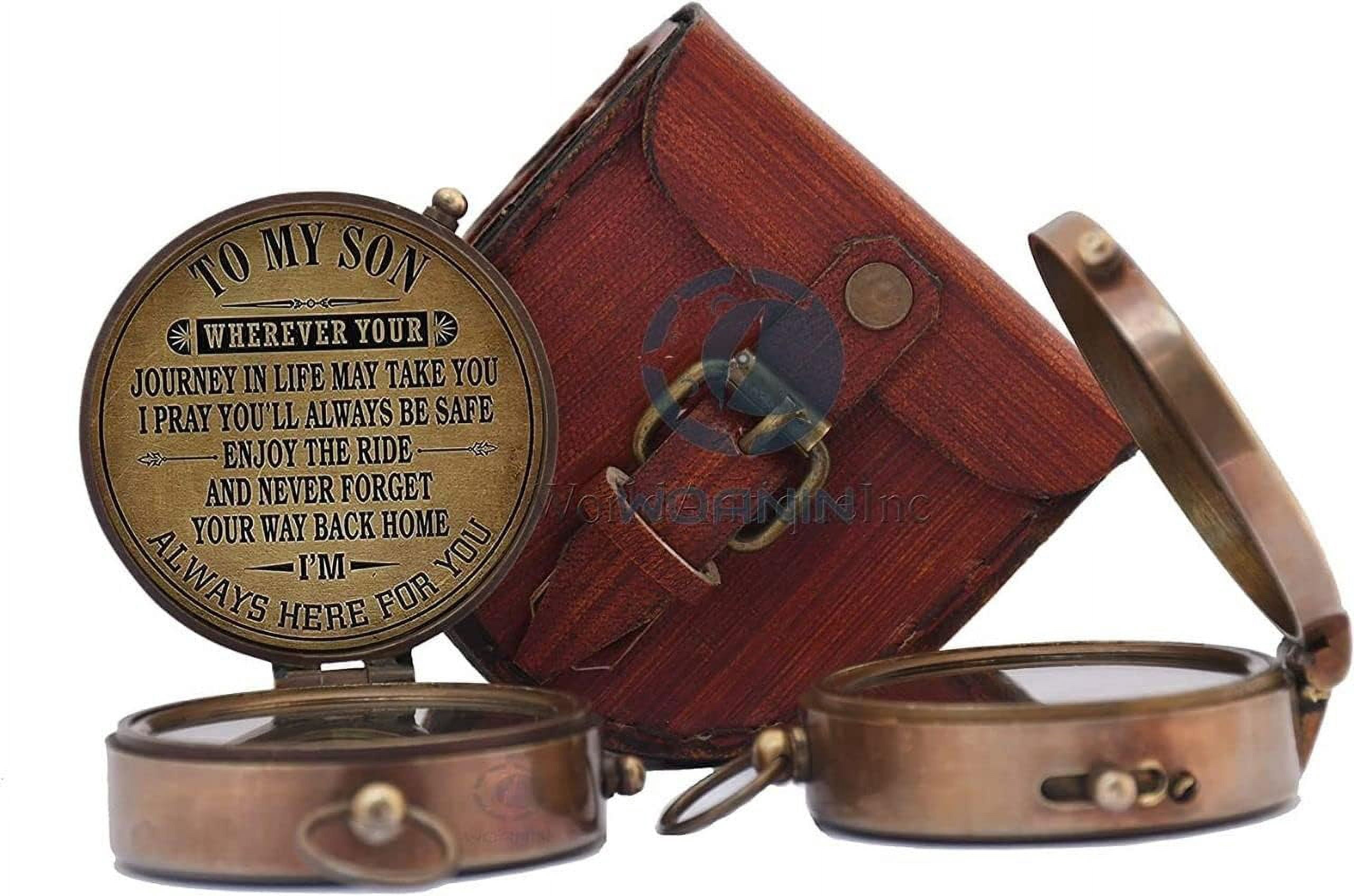 Son Gifts, to Son Compass – Mom to Son Gifts Working Compass with Leather Case/to My Son Love - Graduation Day Gifts for Son - Son Birthday Gifts - Confirmation Gifts for Son