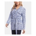 thumbnail image 3 of KAREN KANE Womens Light Blue Belted Printed Jacket XL, 3 of 4