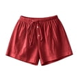 thumbnail image 6 of Hurxie Women's Wide Leg Shorts Drawstring Elastic Waist Vacation Casual Shorts Red,2XL, 6 of 6