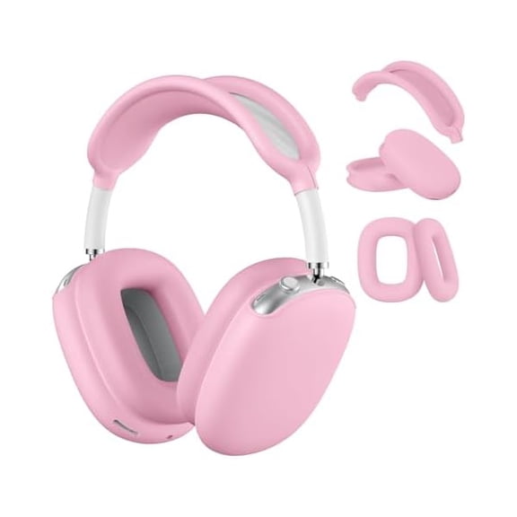 Eryueer compatible with AirPods Max Case, Soft Silicone Ear Cups Cover/Ear Pad Case Cover/Headband compatible with AirPods Max Headphones, Anti-Scratch Accessories Protective, Pink1