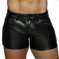 thumbnail image 2 of Clearance! Hontri Men's Casual Shorts Men's Retro Fashion Trend Motorcycle Leather Shorts Men's Classic Fit Pants Black,4Xl, 2 of 5