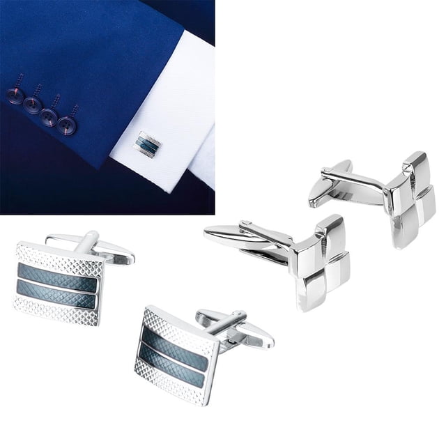 Gemelos Yinane Elegante Clásico Mancuernillas de plata para hombre