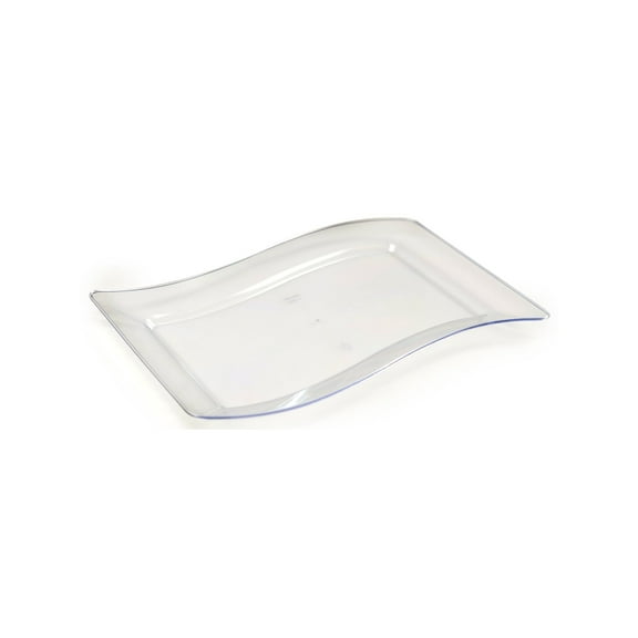 EMI Yoshi 10" Clear Rectangular Wave Dinner Plastic Plates 10ct