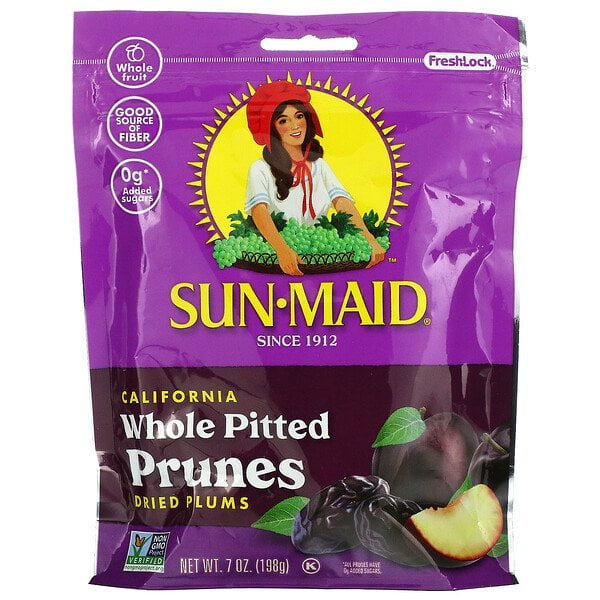 Sun-Maid, California Whole Pitted Prunes, Dried Plums, 7 oz Pack of 2
