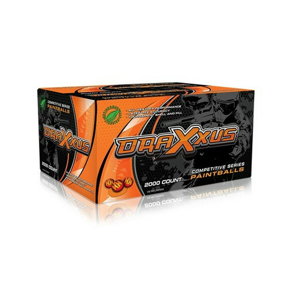 Draxxus 2,000ct Competition Paintballs Red Orange Shell, Orange Fill
