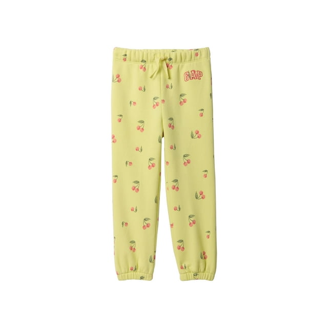 Pantalones deportivos para bebé niña GAP con logo, estilo jogger fácil de poner, color citron, 4 años