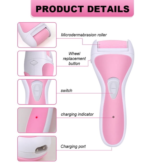 PENGXIANG Professional Feet Care for Cracked Heels and Polishing Nails Electric Foot Scrubber Pedicure Instrument for Removing Dead Skin and Calluses Electric Foot Scrubber (Pink)