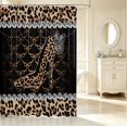 thumbnail image 2 of Erosebridal Glittery Cheetah High Heels Shower Curtain 72Wx72L,Sparkle Bow Pearl Bathroom Curtain,Brown Tan, 2 of 5