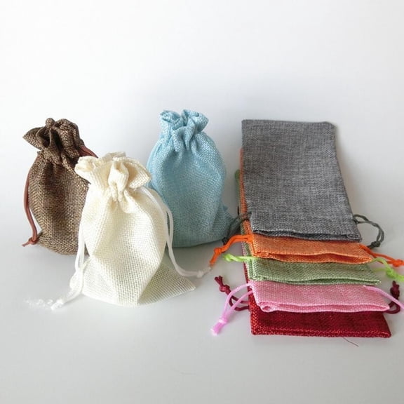 vlrwzc Vintage Linen Drawstring Gift Bags Sacks Candy Box Wedding Birthday Party Christmas Supplies 10 Pcs/pack (random Color)