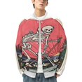 thumbnail image 2 of Tarot Card Death Baseball Jersey Fashion Ribbed Sleeve Man Women's Jacket Motion Tops XXS-6XL, 2 of 7