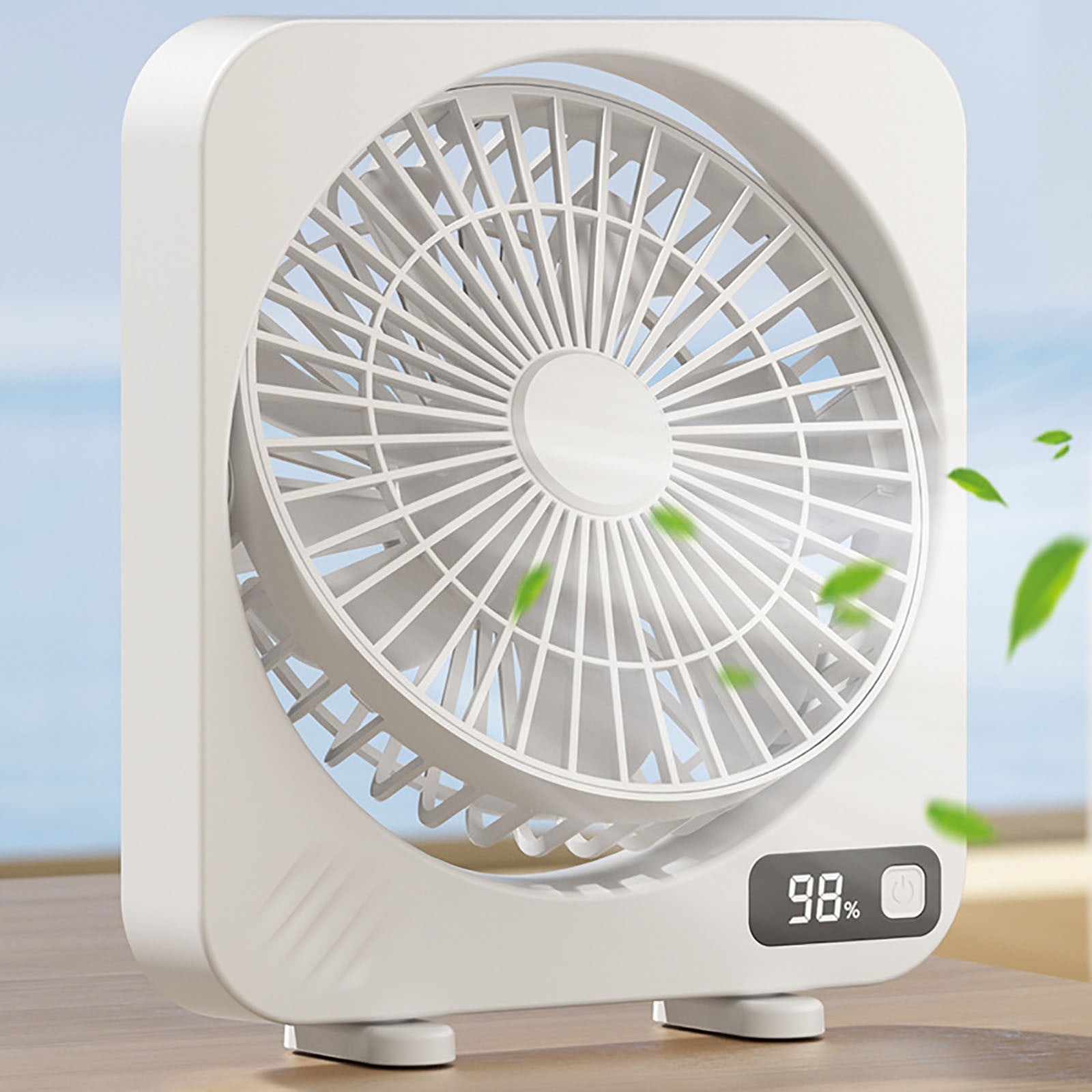 LHNFT Desk Fan Rechargeable Portable Fan with 5 Speeds & LED Display - 14 Inch Personal Silent Table Fan, 180° Tilt, Type-C Fast Charging,Desktop Fan for Bedroom Home Office Outdoor
