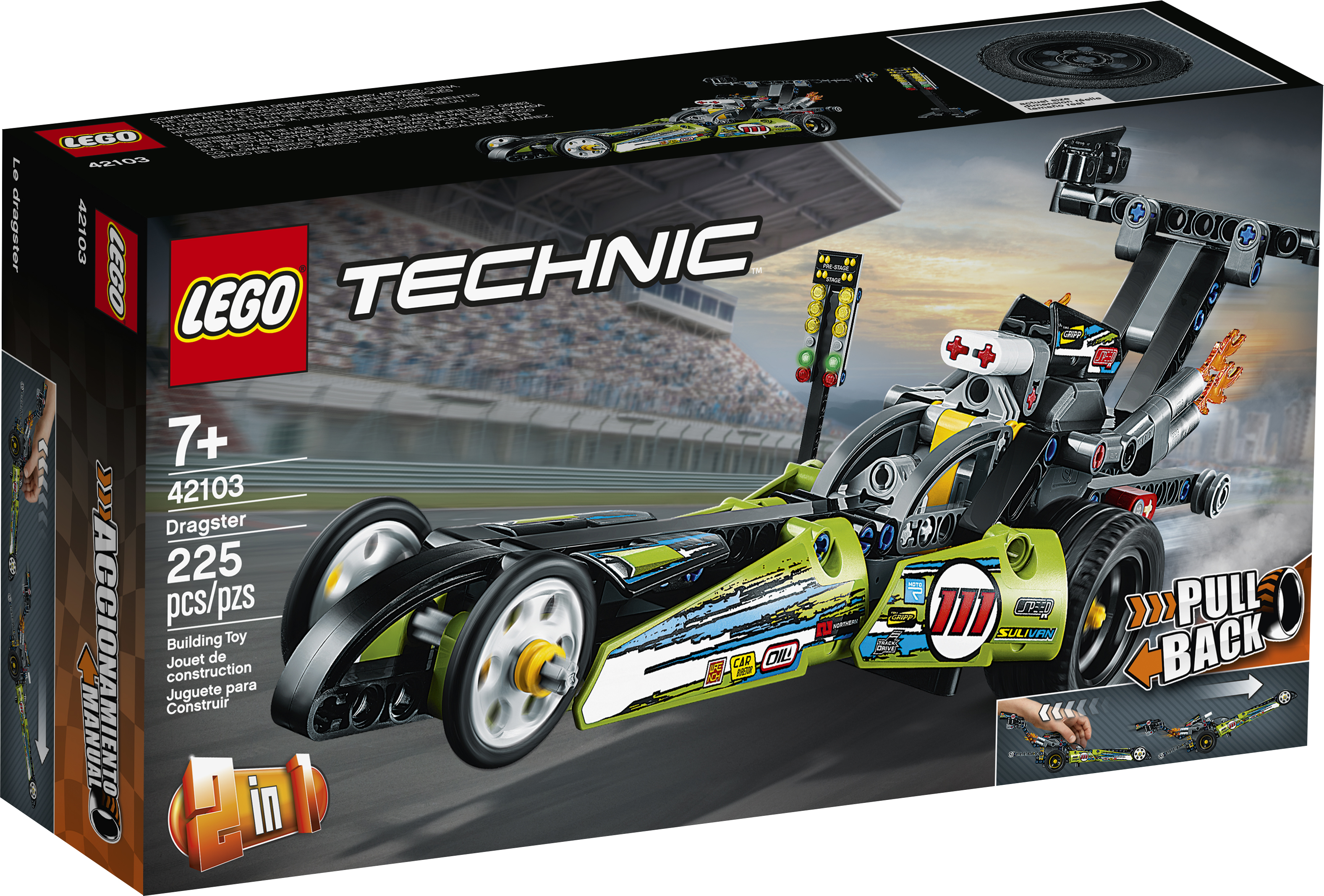LEGO Technic Dragster 42103 Pull-Back Racing Toy Building Kit (225 pieces) - image 5 of 7