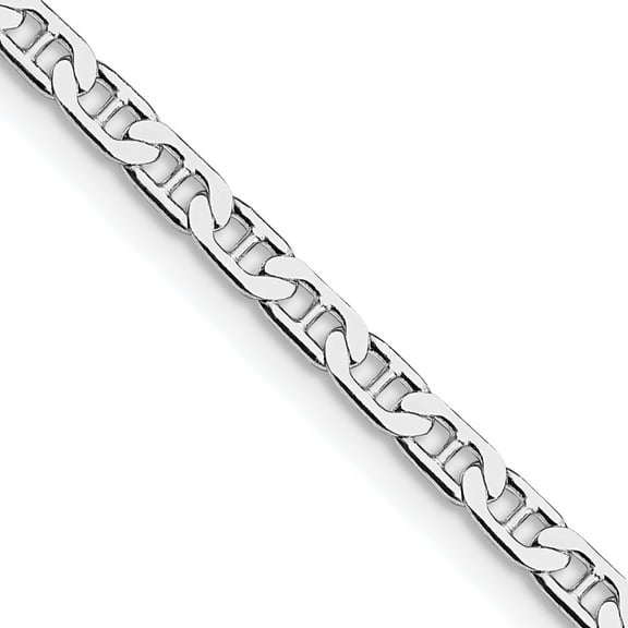 Sterling Silver Rhodium-plated 3mm Flat Anchor Chain 20 Inches