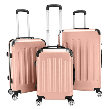 Luggage Set, Suitcases w/ Wheels, Lightweight Spinner Luggage, TSA Lock, Carry On Luggage for Airplane, Durable ABS Hardshell Rolling Luggage, 20/24/28 Trolley Suitcase for Women/Kid, Rose Gold,
