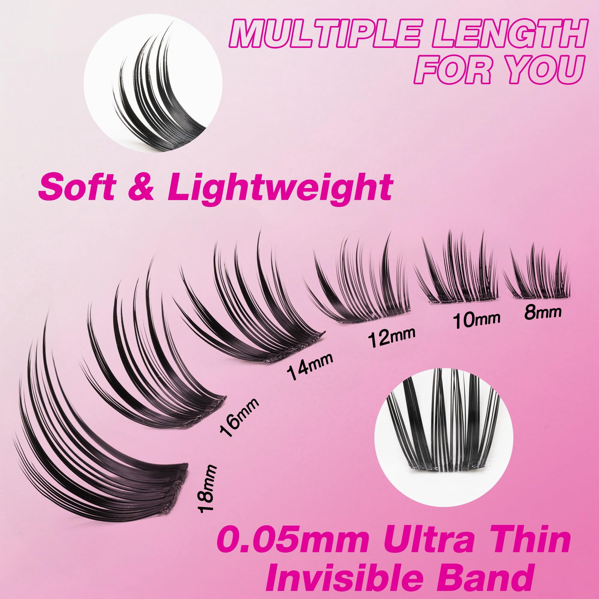VEYESBEAUTY Crown Lash Clusters 112pcs, Bold Structured Individual Lashes with Invisible Band, False Eyelashes Reusable up to 7 Days Lash Tray