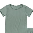thumbnail image 5 of larppty Girls Shorts Set 2‑Piece Ribbed Knit Summer Outfit Short Sleeve Top & Elastic Waist Shorts Casual Playwear（Green， 4-5 Years）, 5 of 9
