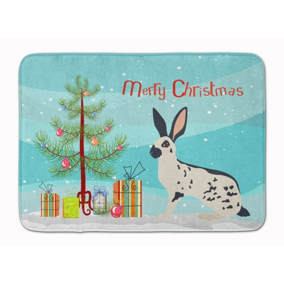 Carolines Treasures BB9328RUG English Spot Rabbit Christmas Machine Washable Memory Foam Mat Teal 19 X 27" multicolor