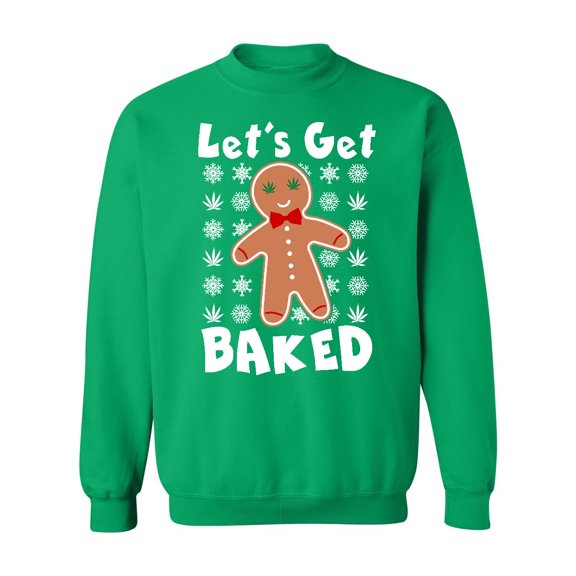 Baked Gingerbread Funny Christmas Crewneck Sweatshirt, 2XL, Green