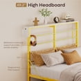 thumbnail image 6 of Bestier Queen Size Metal Platform Bed Frame with LED Headboard & Charging Station, Adjustable Under Bed Storage, Gold, 6 of 12