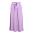 thumbnail image 6 of Juesizh Maxi Skirt for Women Drawstring Elastic Waist Skirt Summer Loose Solid Color Pocket Flowy Skirt, S-2XL, 6 of 7