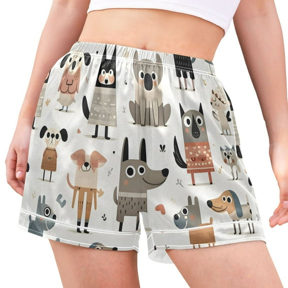 joogoo Women's Pajama Lounge Shorts Cartoon Doodle Dogs Bottoms Sleep Short M