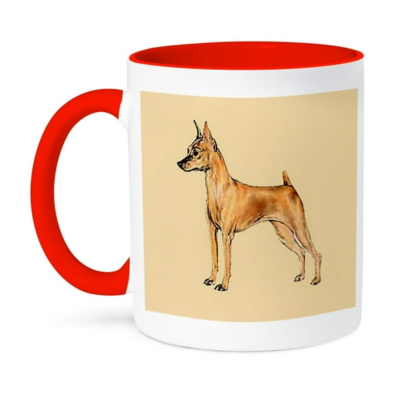 3dRose, Red Miniature Pinscher, 11oz Two-Tone Red Mug