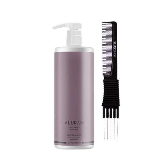 ALURAM Clean Beauty Collection Daily Shampoo (33.8 oz) with SLEEKSHOP Teasing Comb Pack of 1