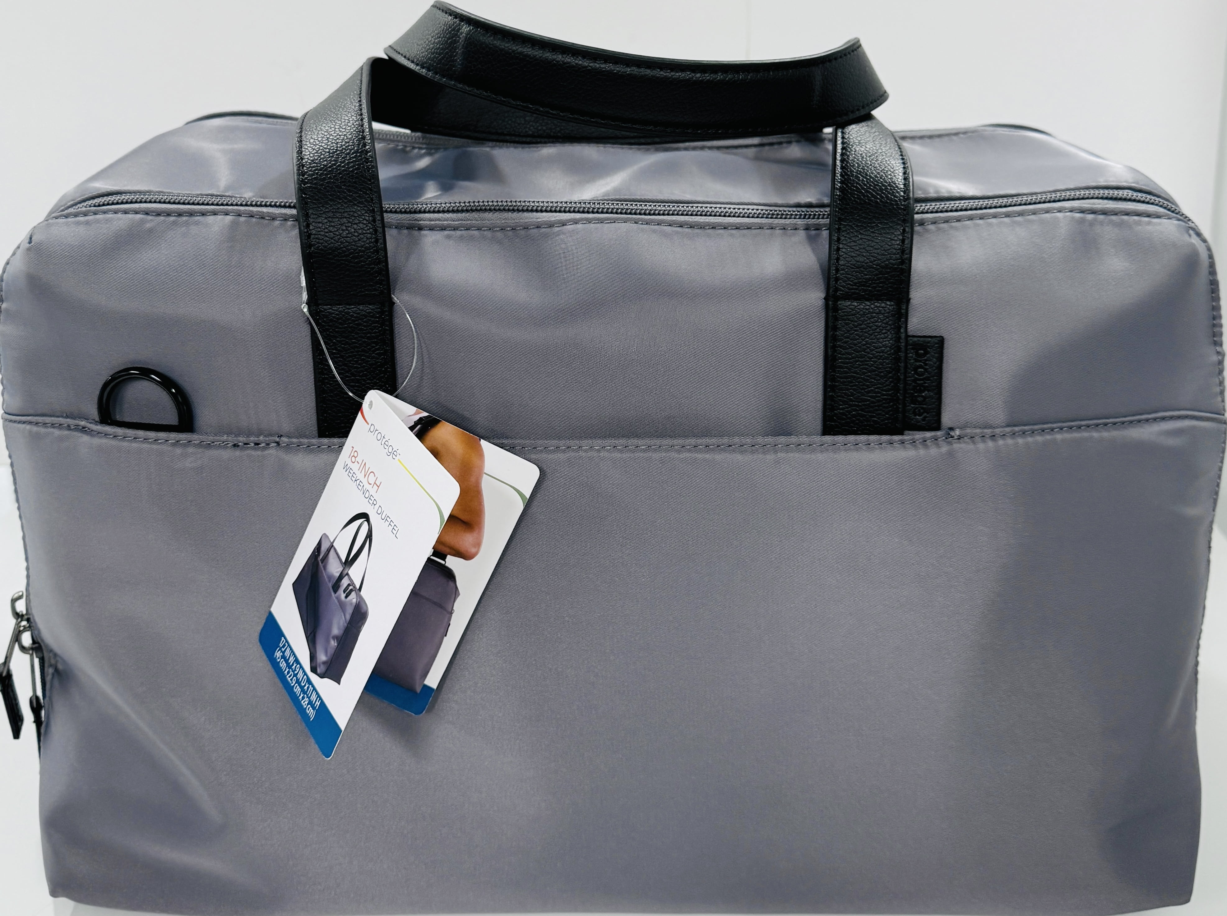 Protege 18" Carry on Adjustable Strap Weekender Duffel with Luggage Pass Through, Soothing Grey
