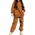 thumbnail image 5 of 2x Womens Tracksuit Casual Outfits Pants Set Pullover Warm Sweatsuit Hoodies for Jogging Yoga Workout Sports Brown XL, 5 of 6