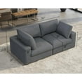 thumbnail image 2 of Roomy Homy Modular Sectional Sofa, 76 Inches Down Filled Sectional Sofa, Loveseat Oversized Comfy Couch for Living Room, Grey Linen Cloud Couch Set, 2 of 6