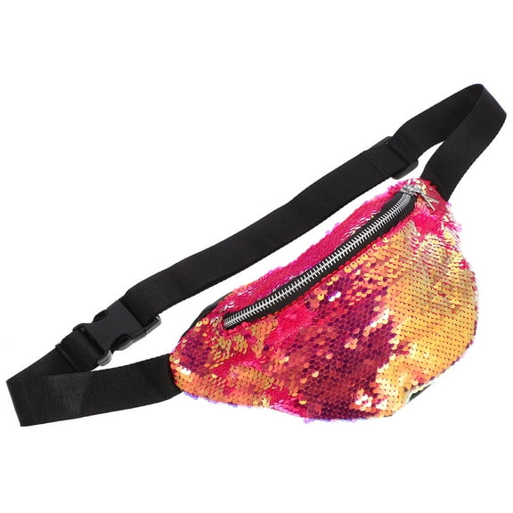 WHAMVOX Fashion Sequins Waist Bag Letter Fanny Pack Chest Bag for Children (Rose Red)