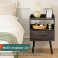 thumbnail image 6 of Modern Nightstand with Drawer, Bedside Tables, Mid Century Nightstands with Open Storage Shelf, Wood Bedside Table, Small Night Stands for Bedrooms, 2-Tier Night Table, 6 of 7