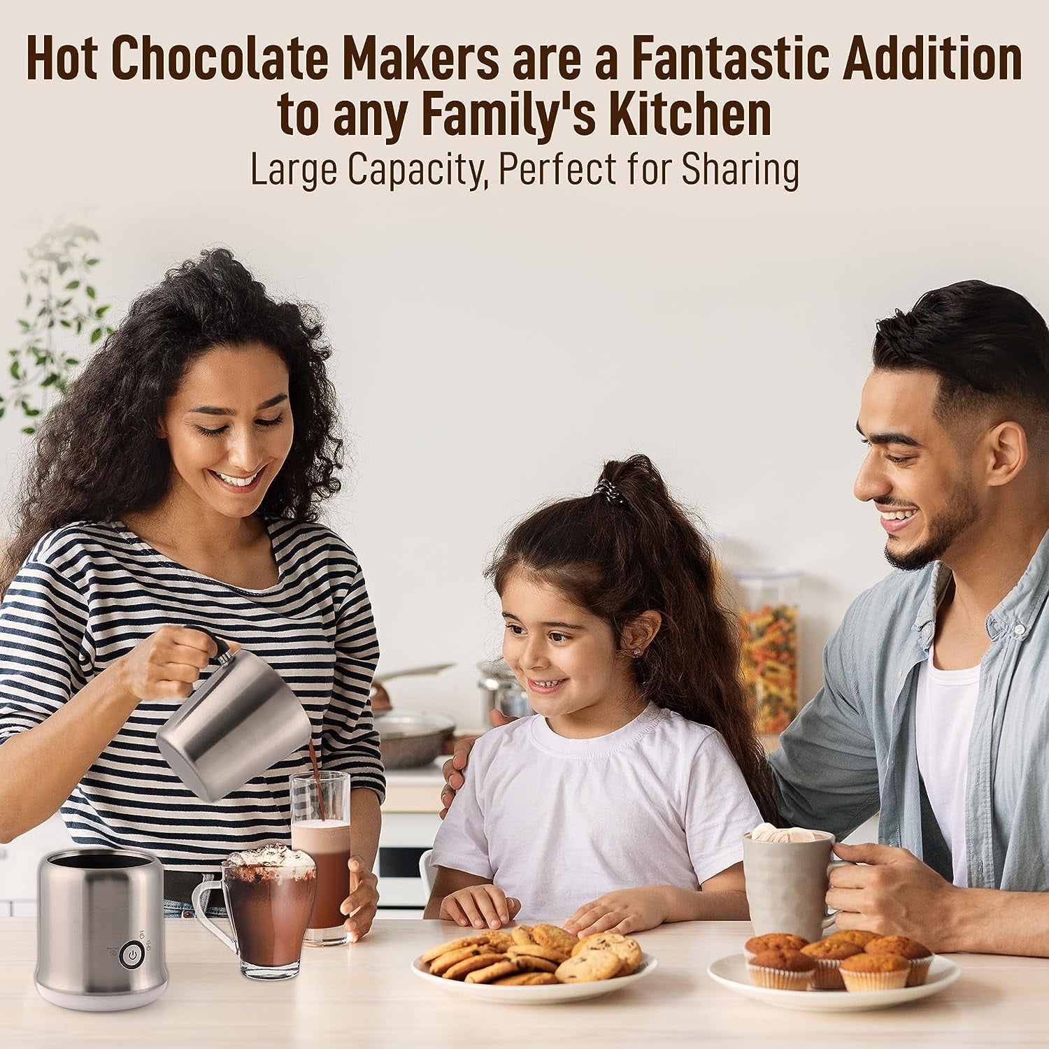  Zulay Electric Hot Chocolate Maker Machine - Powerful,  Stainless Steel Hot Chocolate Machine & Hot Cocoa Maker - 4-in-1 Detachable  Milk Frother Heater & Cold Foam Maker - Milk Frother Dishwasher