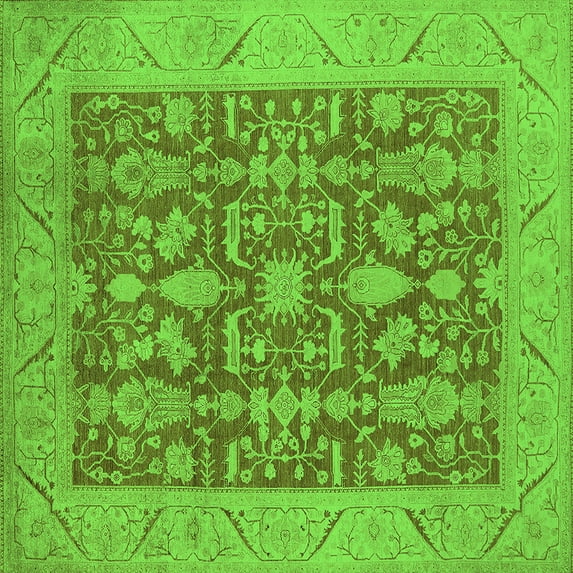 Ahgly Company Indoor Square Oriental Green Traditional Area Rugs, 6' Square
