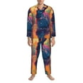 thumbnail image 3 of Lsque Neon Rabbit In Archway Pattern Long Sleeve Pajama Set for Men - Soft 2-Piece Sleepwear and Loungewear Set with Pockets, Comfy Nightwear-Small, 3 of 7