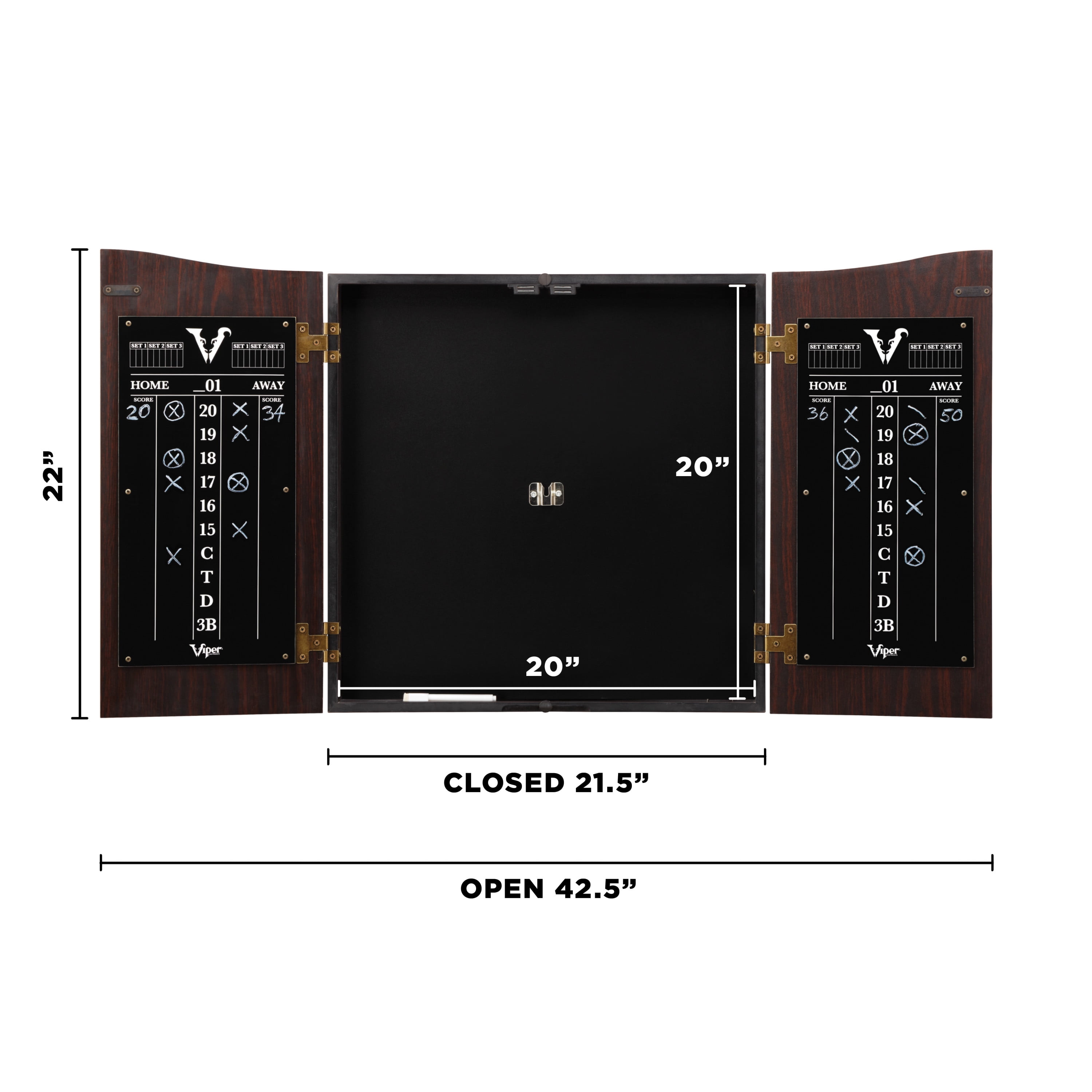 Viper Vault Cabinet with Shot King Sisal Dartboard & "The Bull Starts Here" Throw Line Marker