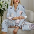 thumbnail image 6 of Hirioo Blue Butterfly for Women's Pajama Sets 2 Piece Pjs Women's Long-Sleeved Pajama Set Button Down Sleepwear,S-XXL-X-Large, 6 of 7