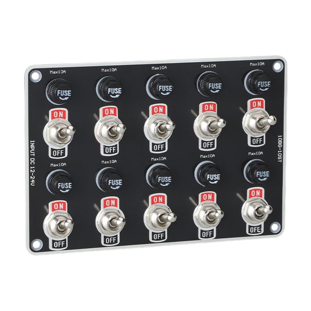 Panel de interruptores de palanca Interruptor multifuncional, 10 unidades, para barcos, yates, profesionales, RV, 12 V, 24 V,
