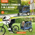 thumbnail image 2 of VEVOR Dog Bike Trailer, Supports up to 100 lbs, 2-in-1 Pet Stroller Cart Bicycle Carrier, Easy Folding Cart Frame with Quick Release Wheels, Universal Bicycle Coupler, Reflectors, Flag, Blue/Black, 2 of 9
