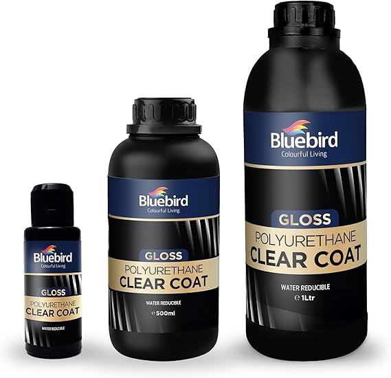 Bluebird Polyurethane Clear Coat for Furniture, Paintings, Water-Based Professional Varnish (Gloss, 33.8 Fl Oz)