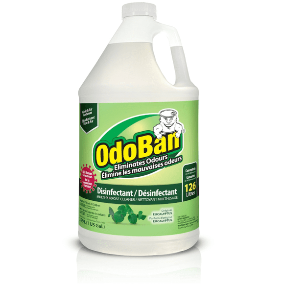 OdoBan 3,79 L Désinfectant à l'Eucalyptus et Éliminateur d'Odeurs, Assainisseur de Tissus, Contrôle de la Moisissure, Nettoyant Concentré Polyvalent